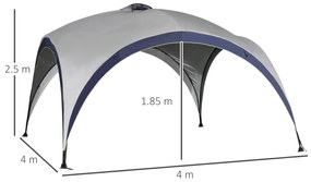 Outsunny Pavilion grădină Gartenzelt cort de petrecere cort de soare rezistent la intemperii, stalp metal + poliester crem + albastru 4 x 4 x 2,5 m | Aosom Romania