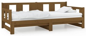 820290 vidaXL Pat extensibil de zi, maro miere, 2x(80x200) cm, lemn masiv pin