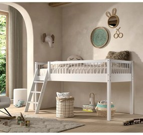 Pat pentru copii alb înalt din lemn de fag 90x200 cm Forrest – Vipack
