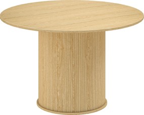 HOMCOM Masă de dining rotundă pentru 5 persoane, Ø 120 x 76 cm, masă de bucătărie cu bază cilindrică canelată, lemn natural | Aosom Romania
