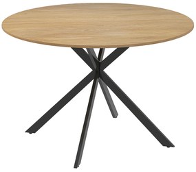 HOMCOM Masă de dining rotundă pentru 4 persoane 120 cm stil industrial cu plank aspect lemn, picioare incrucisate din oțel, stejar | Aosom Romania