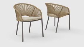 Scaun de grădină bej din metal/capitonat Novella – House Nordic