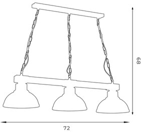 Lustra cu lant HAKON 3xE27/60W/230V