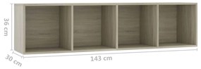 Biblioteca Comoda TV, stejar sonoma, 143x30x36 cm 1, Stejar sonoma