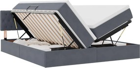 vidaXL Pat cu storage cu saltea cu headboard Gri închis 100 x 200 cm