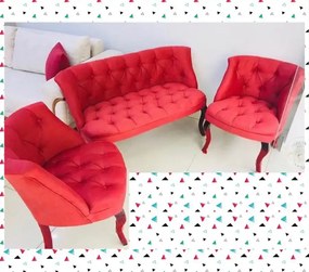 Set canapea 2 locuri cu 2 fotolii, Cafe Homs rosu