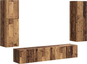 vidaXL Set comodă TV Pe perete 4 pcs Lemn vechi Lemn compozit