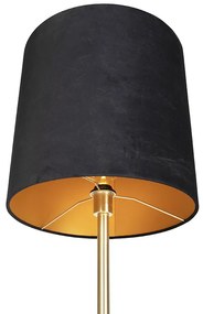 Lampă de podea clasică din alamă cu abajur negru 40 cm - Simplo