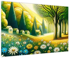 Tablou - Sat în galben-verde (90x60 cm)