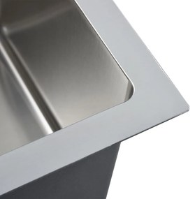 Chiuveta de bucatarie lucrata manual, otel inoxidabil Argintiu, 100 x 44 x 20 cm (two sinks)