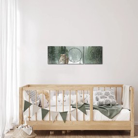 Tablou cu leopard în zăpadă (cu ceas) (90x30 cm)