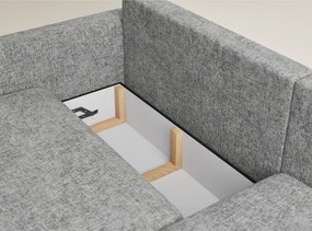 Colțar gri extensibil/cu spațiu de depozitare cu tapițerie din chenille (cu colț pe partea dreaptă/cu șezlong) Leon – Maison de Rêve