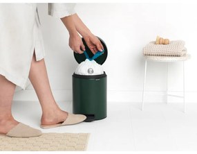 Cos de gunoi cu pedala Brabantia NewIcon 1003199, 5 L, Inchidere lina, Baza antiderapanta, Verde inchis