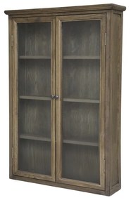Vitrina de perete, din lemn masiv si furnir, cu 2 usi si 3 rafturi, aspect rustic, Marseille