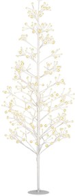 HOMCOM Brad Artificial de Crăciun cu 384 Lumini LED Albe și Crengi Pliabile din PP și Oțel, Ø20x180 cm, Alb | Aosom Romania