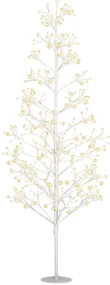 HOMCOM Brad Artificial de Crăciun cu 384 Lumini LED Albe și Crengi Pliabile din PP și Oțel, Ø20x180 cm, Alb | Aosom Romania