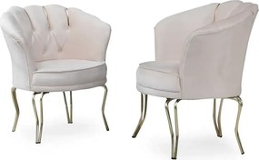 Set fotolii Viena, 2 buc scaun, bej-auriu, picioare metal auriu, Homs