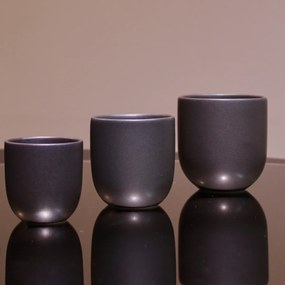 Set 3 Pahare Ceramica Vulcano (250ml, 150ml, 50ml) Negru Carbon Mat