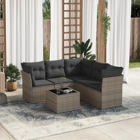 3217630 vidaXL Set mobilier grădină cu perne, 6 piese, gri, poliratan