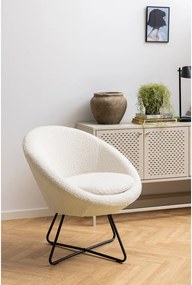 Fotoliu cu tapițerie din lână sintetică Actona Center, alb - crem