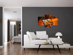 Tablou cu banca toamna (90x60 cm)