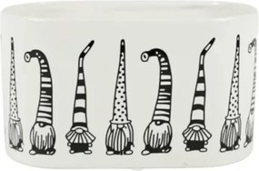 Ghiveci de Craciun GNOME PARTY ceramic, 19,5x11 cm, alb
