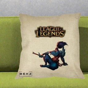 Perna Personalizata League of Legends Yasuo, 40x40 cm, Crem, Husa Detasabila, Perna Inclusa, BEKZ®
