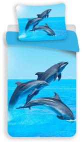 Delfin Trio Set de lenjerie de pat 140×200cm, 70x90 cm microfibră