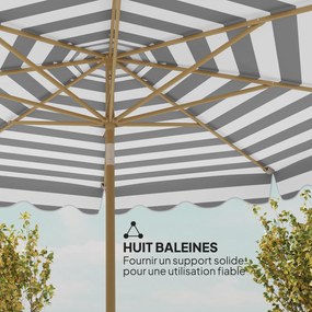 Outsunny Umbrelă de gradina exterioară umbrelă înclinabilă octogonală cu manivelă material 180 g/m² Ø 2,7 x 2,4 m gri deschis | Aosom Romania