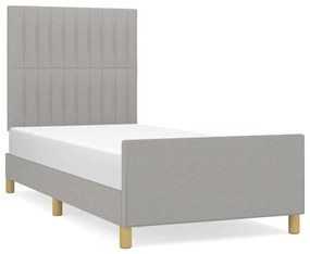 3125187 vidaXL Cadru de pat cu tăblie, gri deschis, 90x200 cm, textil