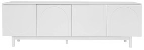 Comodă TV Elegant în Stil Luxos cu Uși Structurate și Rafturi Reglabile, 175x38x56 cm, Alb