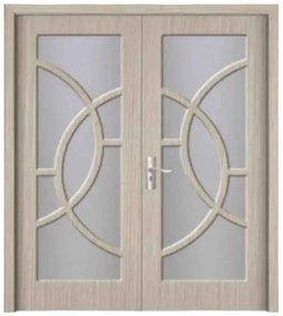 Usa Dubla de Interior din MDF Novo Doors ND220, Geam Sablat, Cadru din Lemn Masiv, KIT COMPLET, Toc , Manere si balamale incluse (Culoare: Wenge,