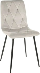 Scaun TOM, gri deschis/negru, stofa catifelata/metal, 45x39x91 cm