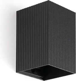 Aplica perete aluminiu striat negru, 1xGU10, LUNE square