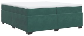 3285308 vidaXL Pat box spring cu saltea, verde închis, 200x200 cm, catifea