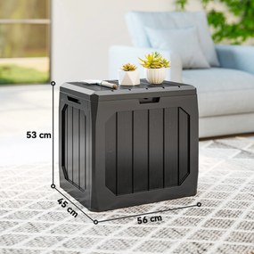 Outsunny Ladă de Grădină 121L din Plastic, Cutie de Depozitare pentru Exterior cu Mânere, Impermeabilă și cu Încuiere, 56x45x53 cm, Negru | Aosom Romania