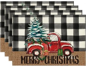 Napron de masa de Craciun MERRY CHRISTMAS 30x45 cm, alb