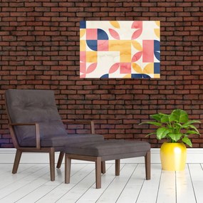 Tablou pe sticlă - Abstracție cu modele retro (70x50 cm)