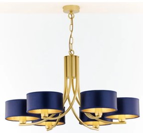 Jupiter 2095 - Candelabru ARTHUR cu lanț 6xE27/15W/230V albastru/auriu