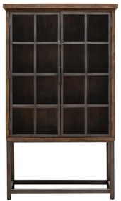 Vitrina din lemn de mango, metal si sticla, aspect vintage, Durbuy