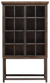 Vitrina din lemn de mango, metal si sticla, aspect vintage, Durbuy
