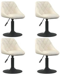 vidaXL Scaune de masă pivotante, 4 buc., crem, catifea