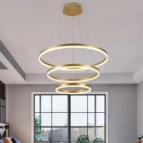 Lustra LED Cu Telecomanda, 3 cercuri Gold