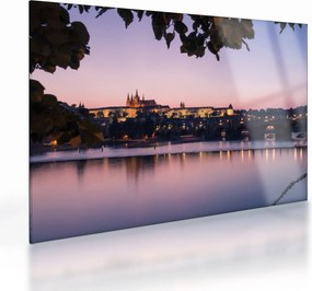 Tablou pe sticlă cu palatul din Praga și Vltava (70x50 cm)