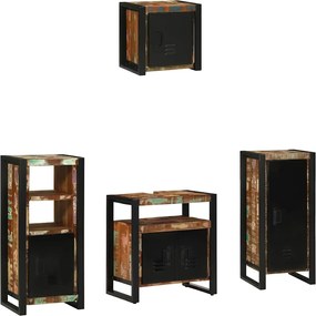 vidaXL Set de mobilier pentru baie cu raft 4 pcs Lemn recuperat masiv