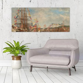 Tablou - Eugène Boudin, Festival in the Harbor of Honfleur, reproducere (120x50 cm)