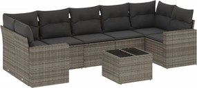vidaXL Set canapele de grădină cu perne, 8 piese, gri, poliratan