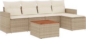 vidaXL Set canapele de grădină cu perne, 6 piese, bej, poliratan