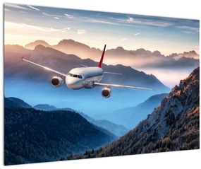 Tablou - Avion peste crestele montane (90x60 cm)