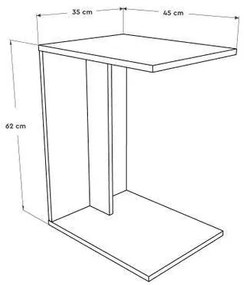 Masuta Cafea Laterala Adore C shape, 35 x 65 x 45 cm